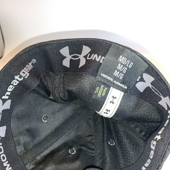 Under Armour Flexfit Heat Gear Black Hat/Cap Breathable Size Medium/Large - Picture 8 of 8